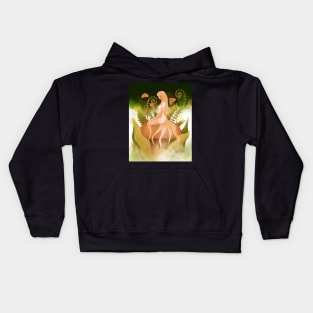 Beautiful fairy with mushrooms in magical plant kingdom Kids Hoodie